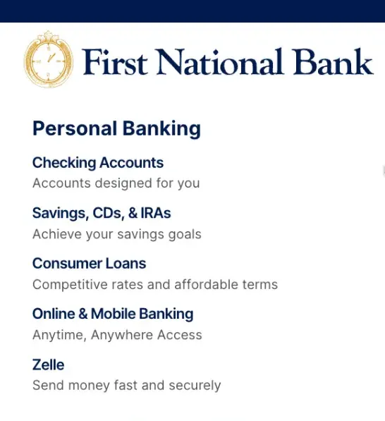 Mobile banking features on the website